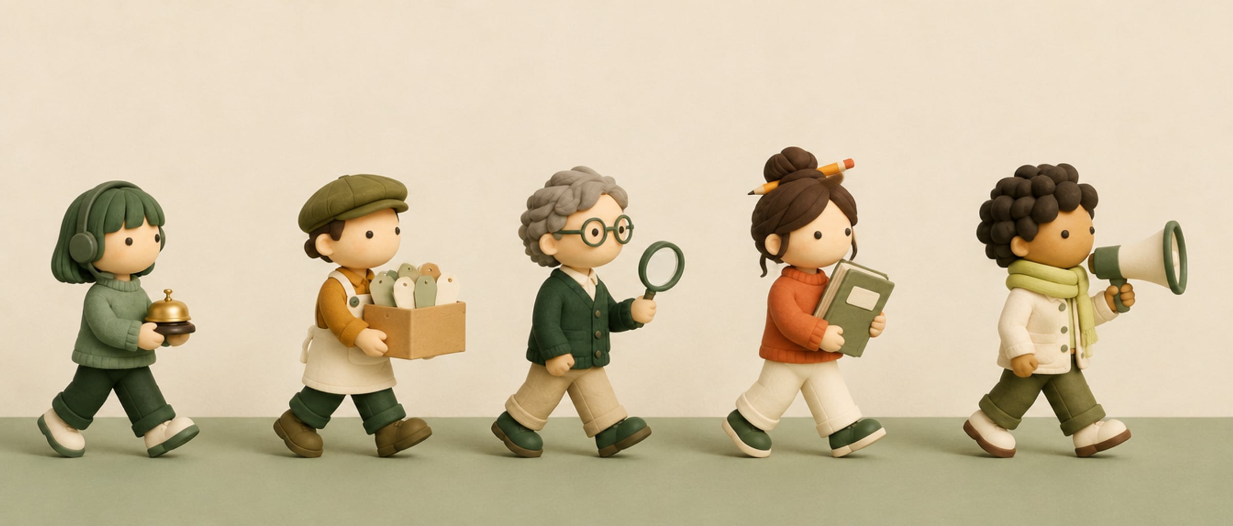 The staff on their way to work
